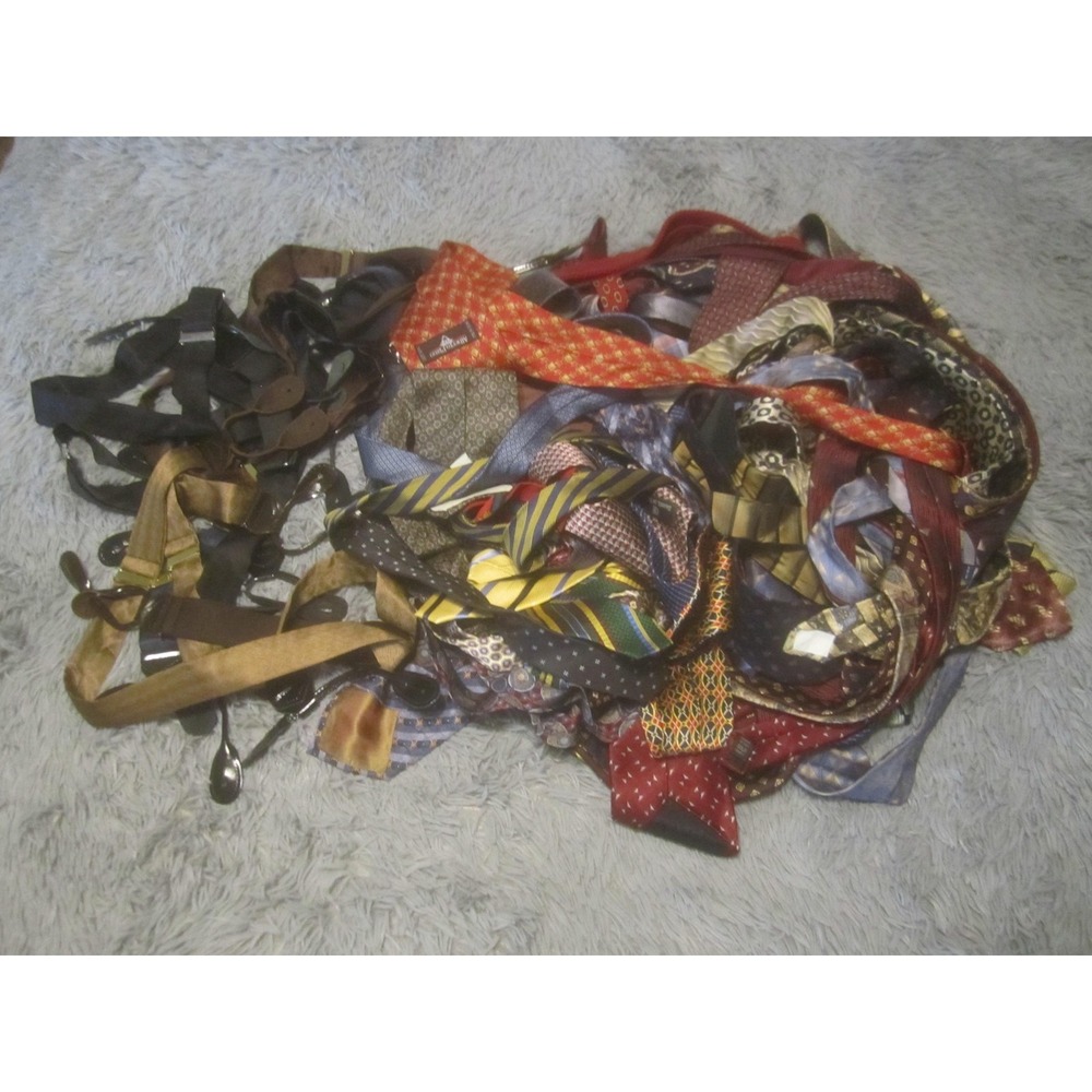 Mixed Brands Tie Suspenders Lot Mens One Size Multicolor Silk Geometric Set